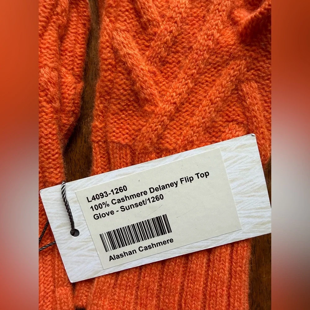 Alashan Cashmere Delaney Flip Top Glove Convertible Mitten Sunset Orange NEW
